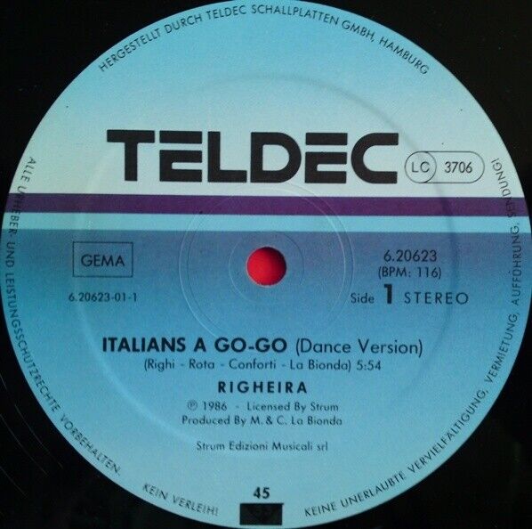 Righeira - Italians A Go-Go Vinyl 12"
