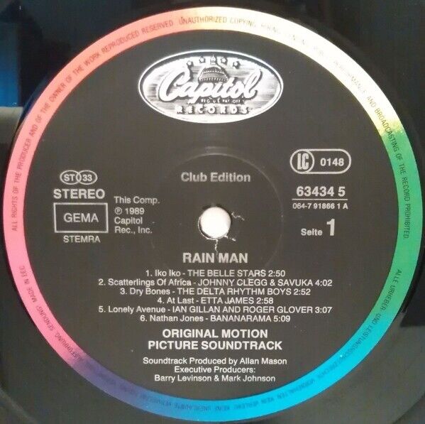 Rain Man Original Motion Picture Soundtrack Vinyl LP