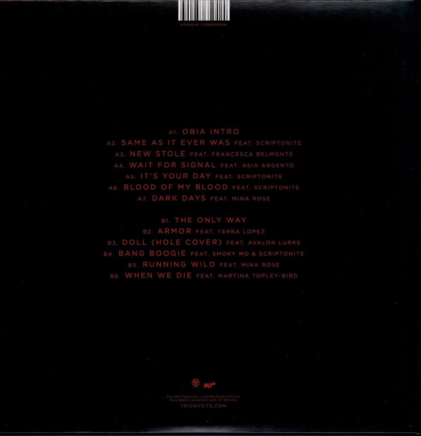 Tricky - Ununiform Red Vinyl LP