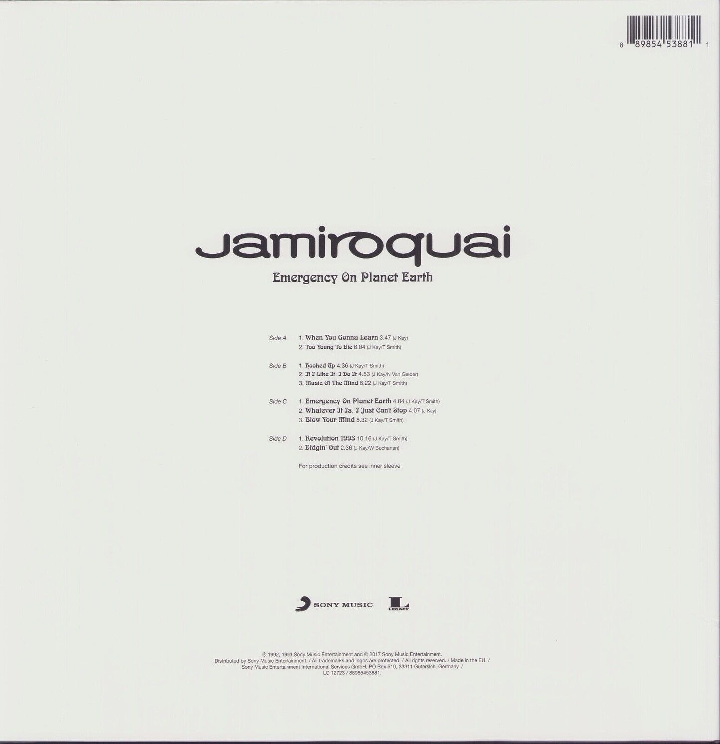 Jamiroquai – Emergency On Planet Earth Black Vinyl 2LP