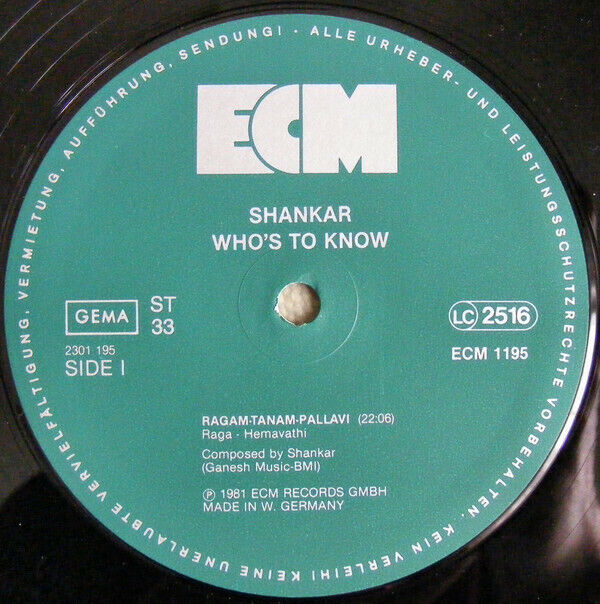 Shankar - Who's To Know Vinyl LP