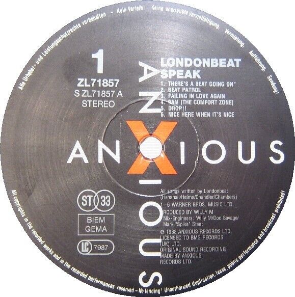 Londonbeat - Speak Vinyl LP
