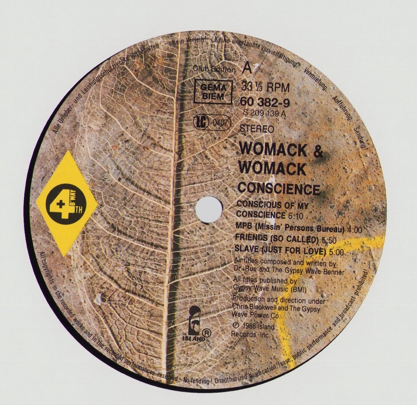 Womack & Womack - Conscience Vinyl LP Club Edition
