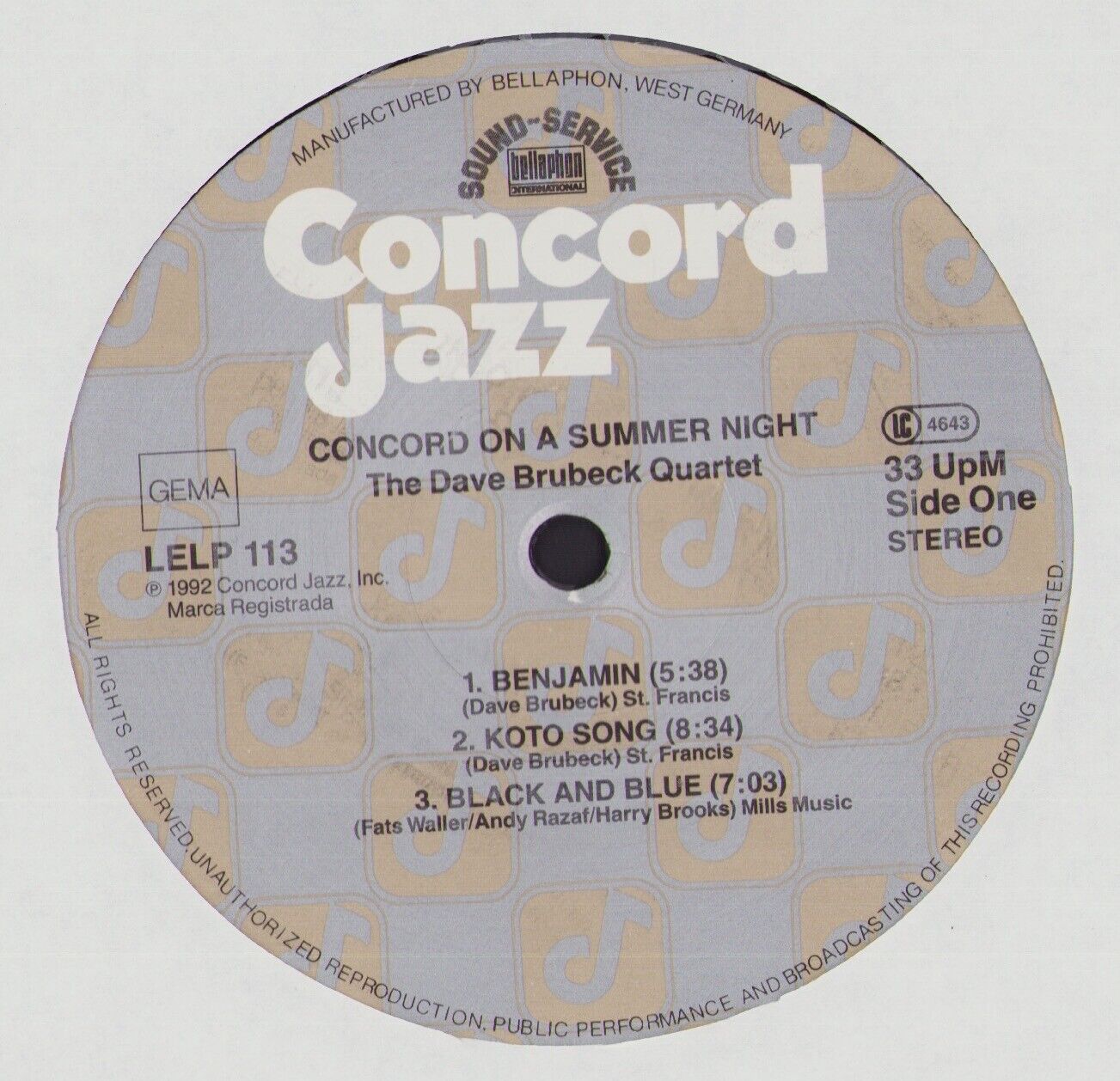 The Dave Brubeck Quartet - Concord On A Summer Night Vinyl LP Limited Edition