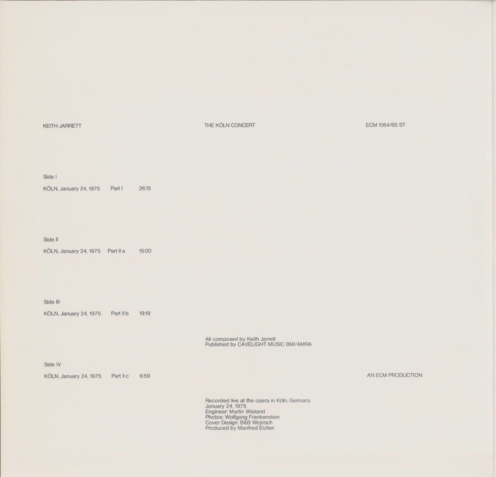 Keith Jarrett ‎- The Köln Concert Vinyl 2LP