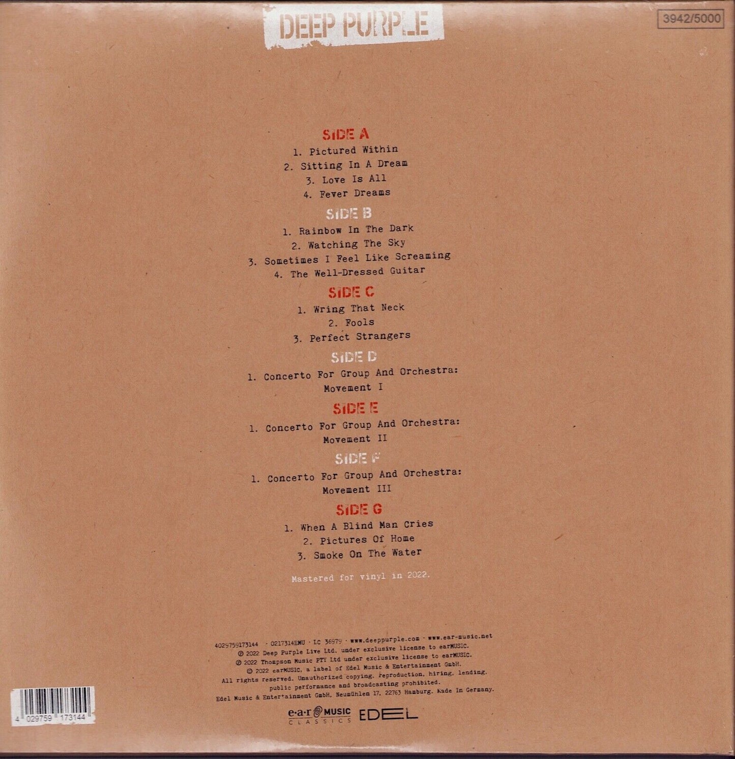 Deep Purple - Live In Tokyo Colored Vinyl 4LP Limited Edition