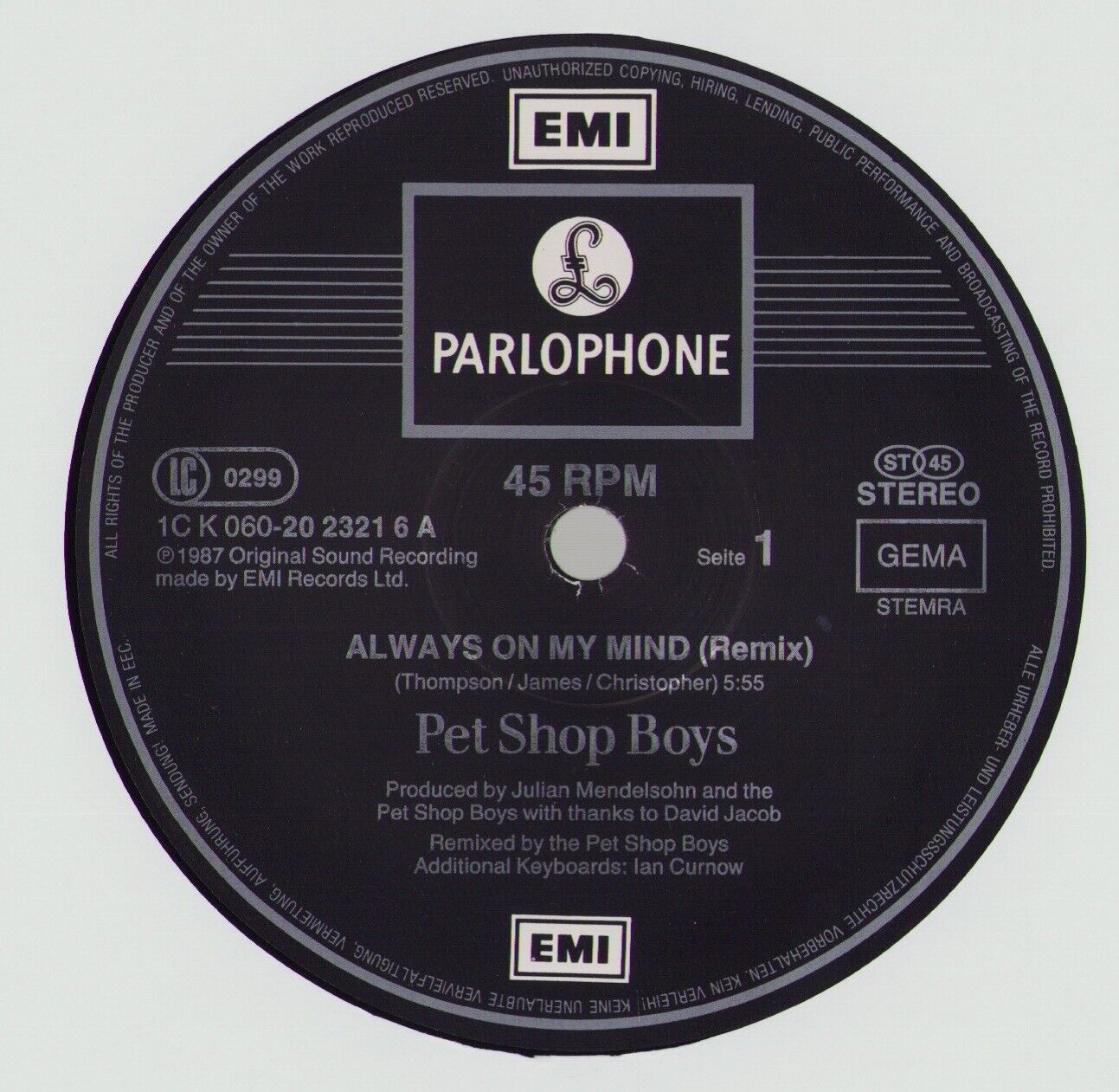 Pet Shop Boys - Always On My Mind Remix Vinyl 12"