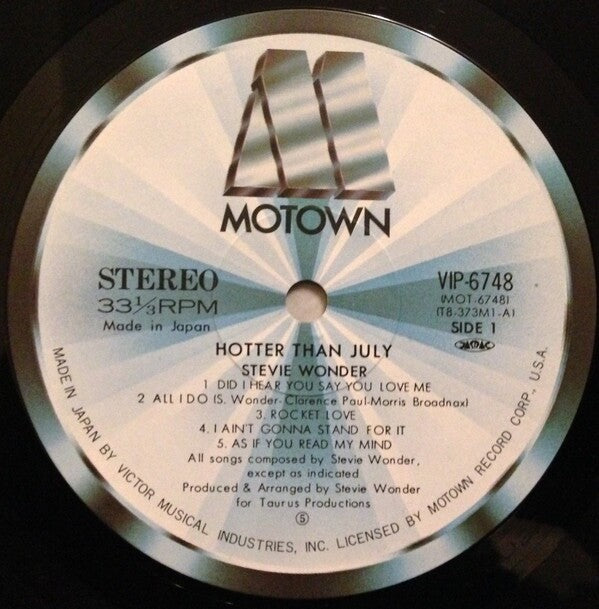 Stevie Wonder - Hotter Than July Vinyl LP JAPAN