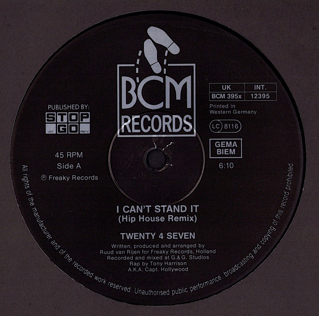 Twenty 4 Seven Featuring Capt. Hollywood – I Can't Stand it! Vinyl 12"