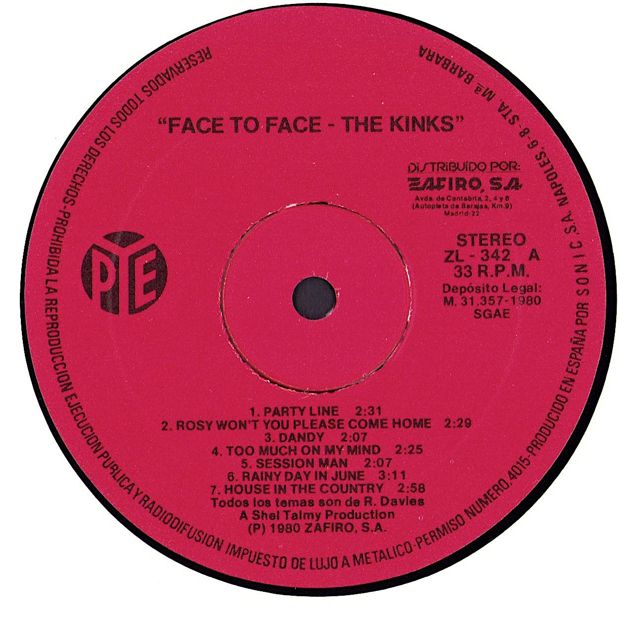 The Kinks - Face To Face Vinyl LP ES