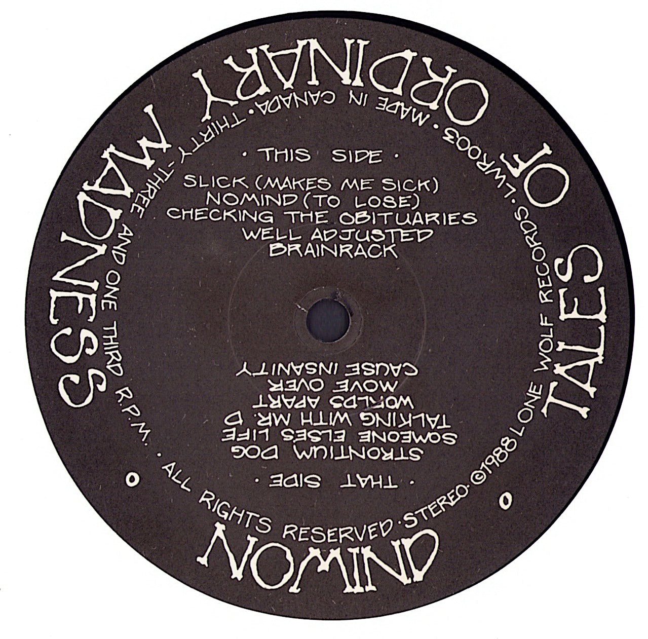 Nomind - Tales Of Ordinary Madness Vinyl LP