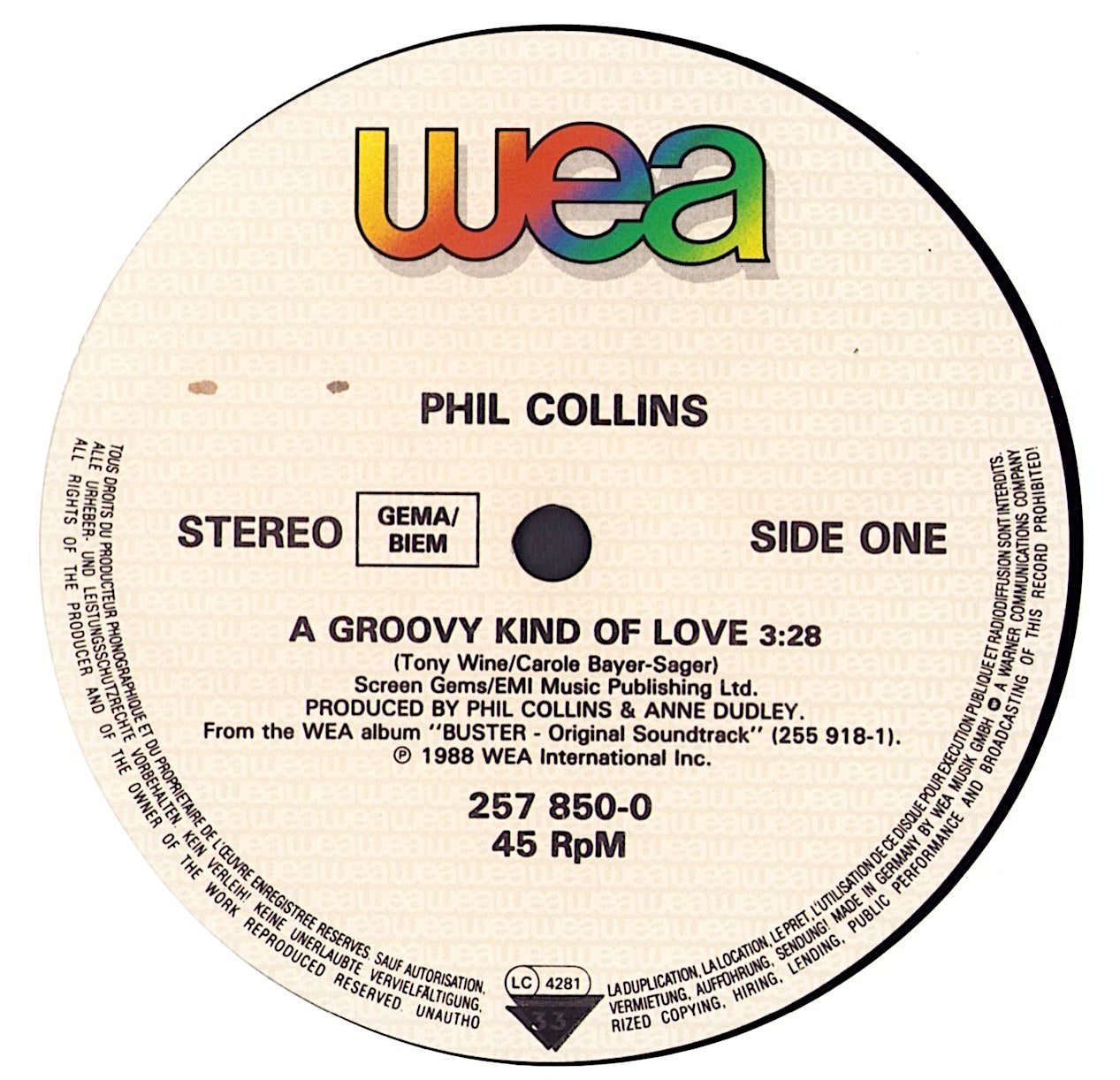 Phil Collins - A Groovy Kind Of Love Vinyl 12" Maxi-Single