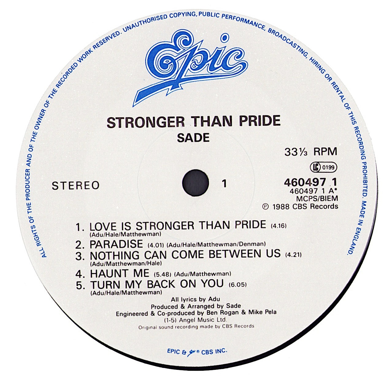 Sade - Stronger Than Pride Vinyl LP UK