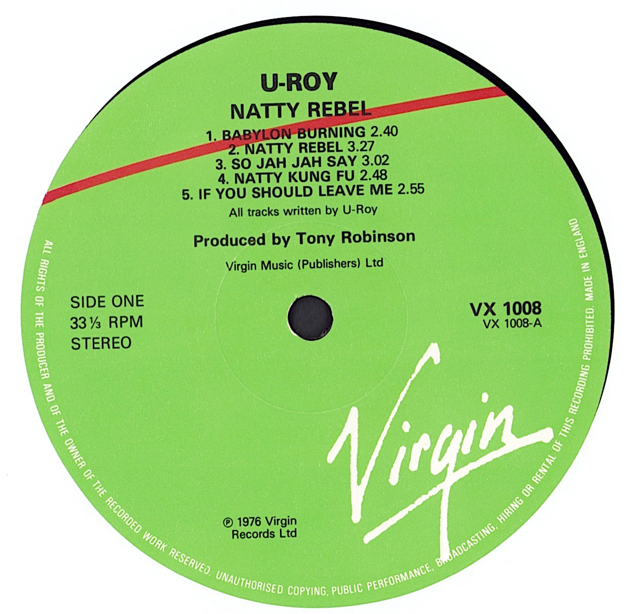 U-Roy - Natty Rebel Vinyl LP