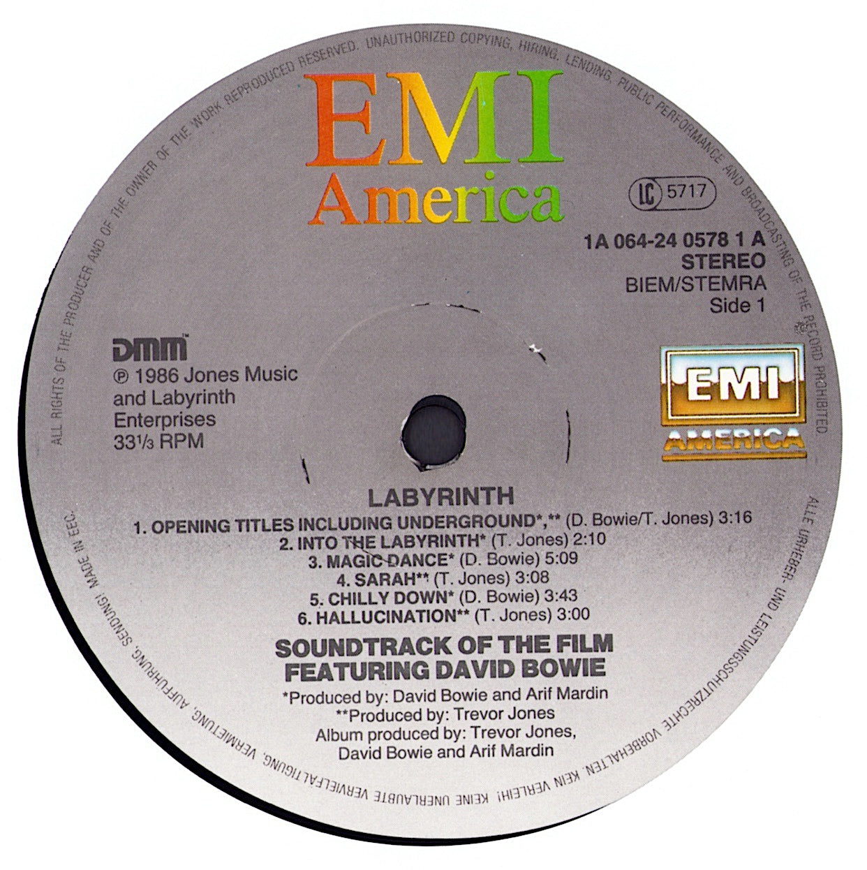 David Bowie And Original Score By Trevor Jones – Labyrinth From The Original Soundtrack Of The Jim Henson Film Vinyl LP