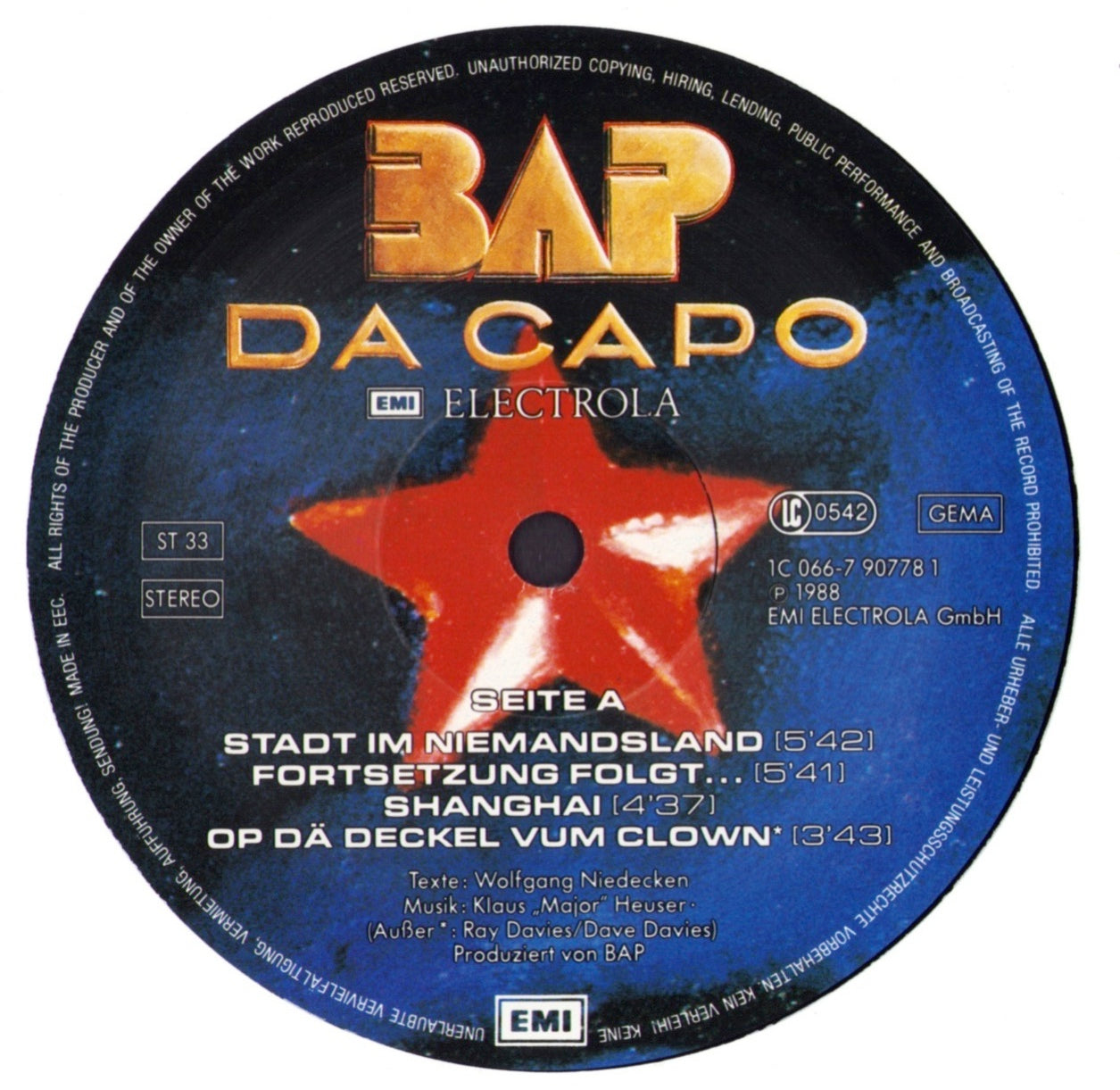 BAP - Da Capo Vinyl LP + Poster