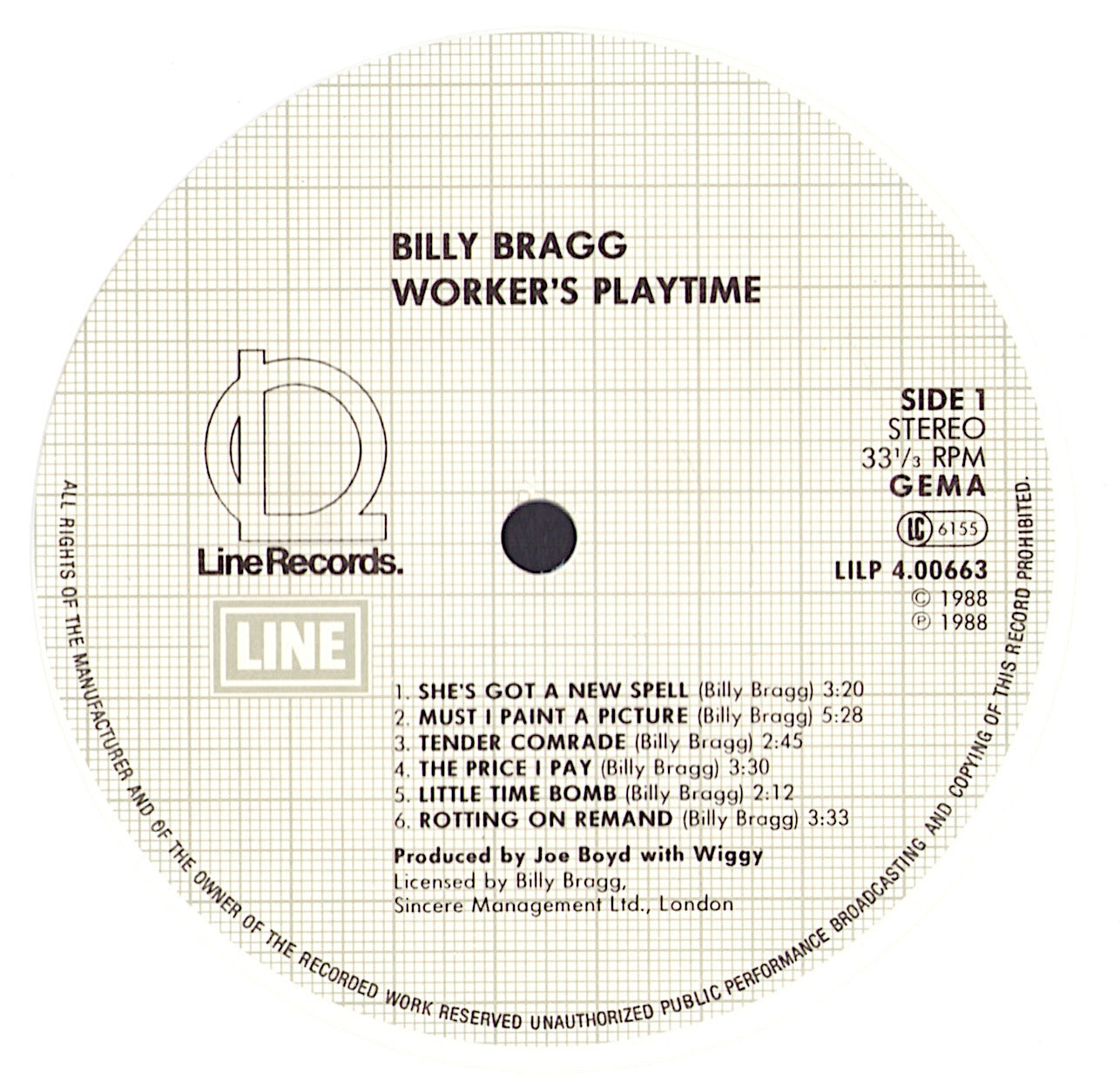 Billy Bragg - Workers Playtime White Vinyl LP