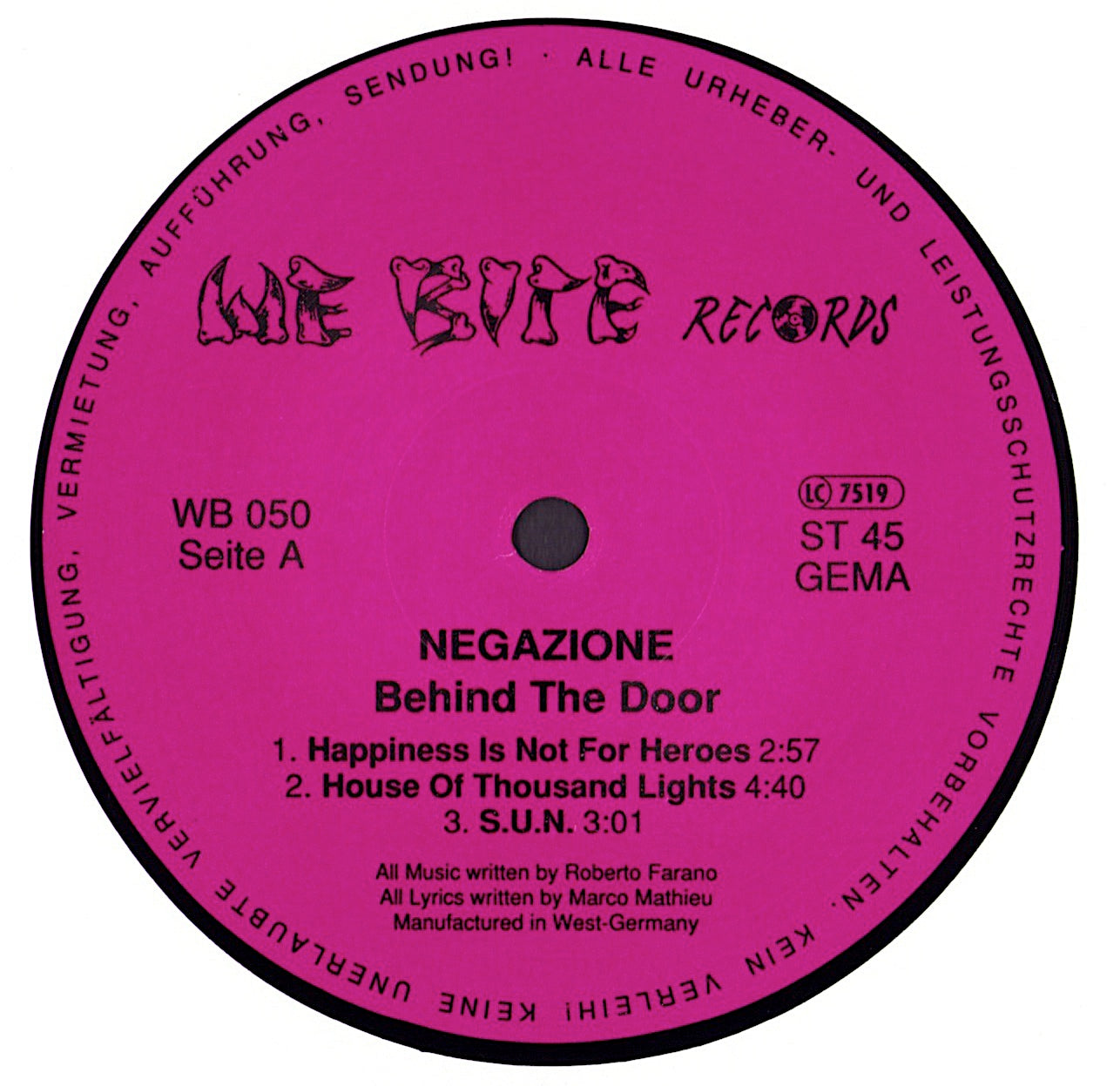 Negazione - Behind The Door Vinyl 12" EP