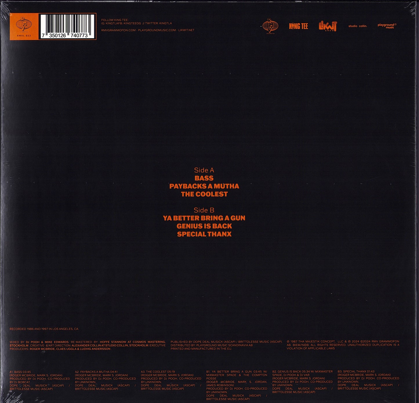 King Tee - Bass Orange Vinyl EP Limited Edition