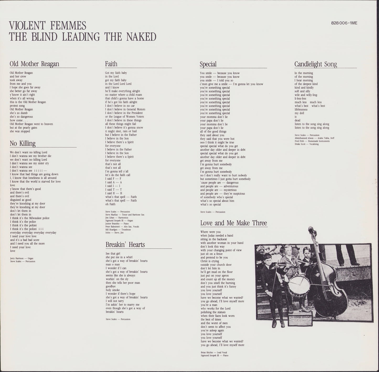 Violent Femmes ‎- The Blind Leading The Naked Vinyl LP