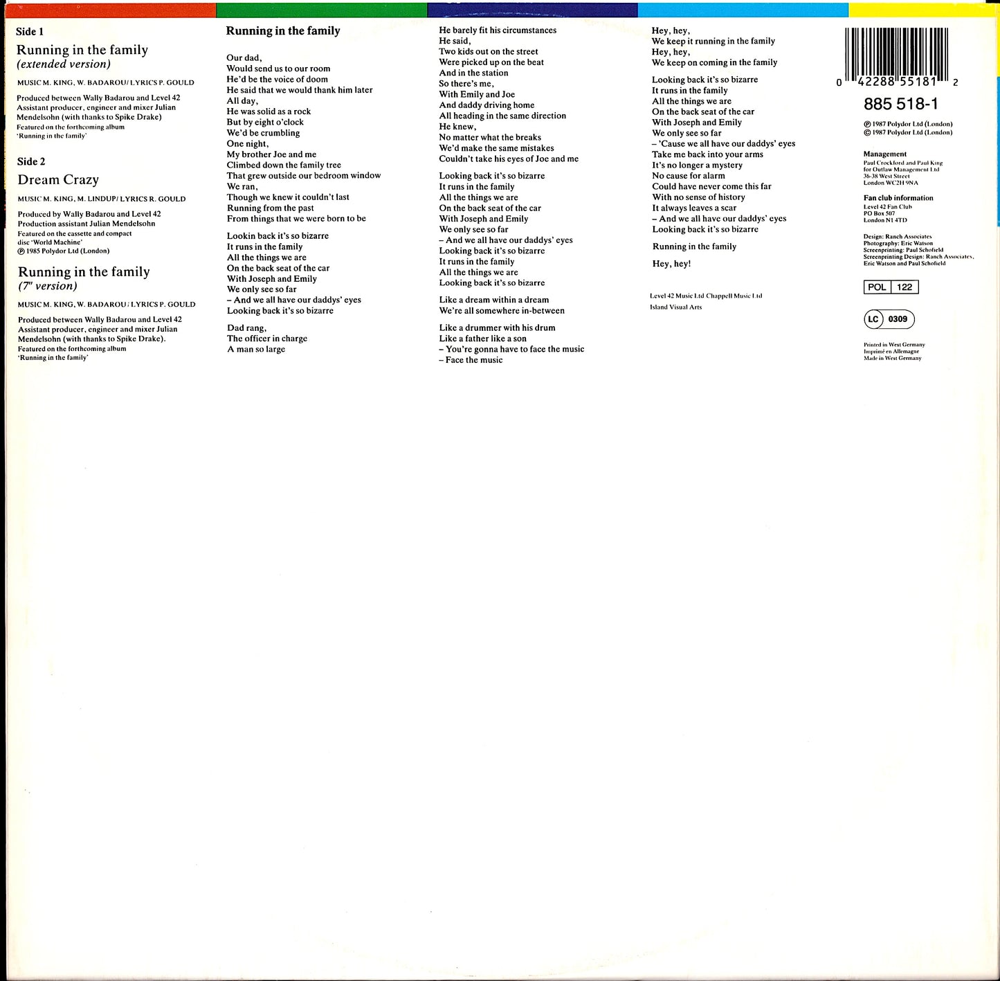 Level 42 ‎- Lessons In Love Extended Version Vinyl 12" Kopie Kopie