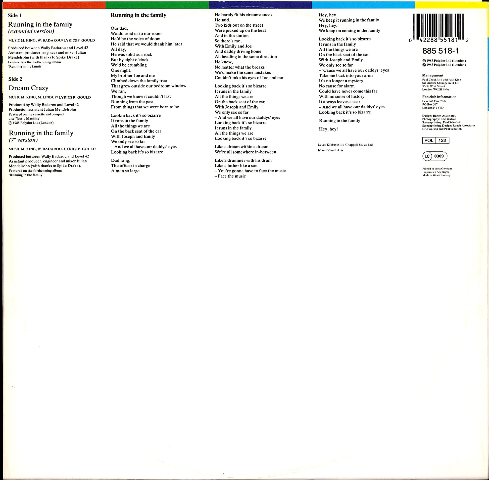 Level 42 ‎- Lessons In Love Extended Version Vinyl 12" Kopie Kopie