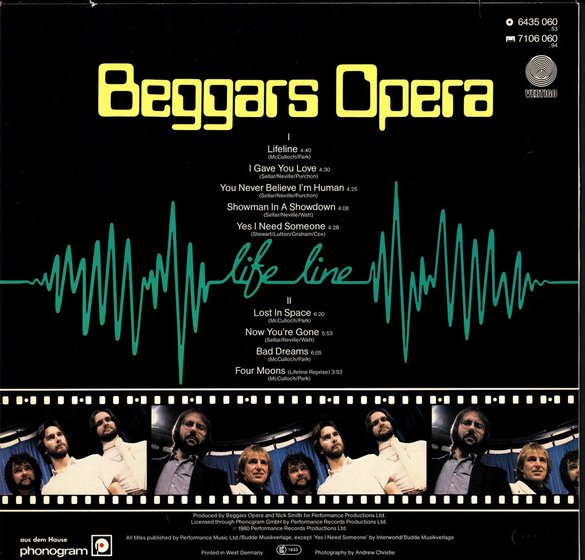 Beggars Opera - Lifeline (Vinyl LP | DE Pressing | 1980) - back cover
