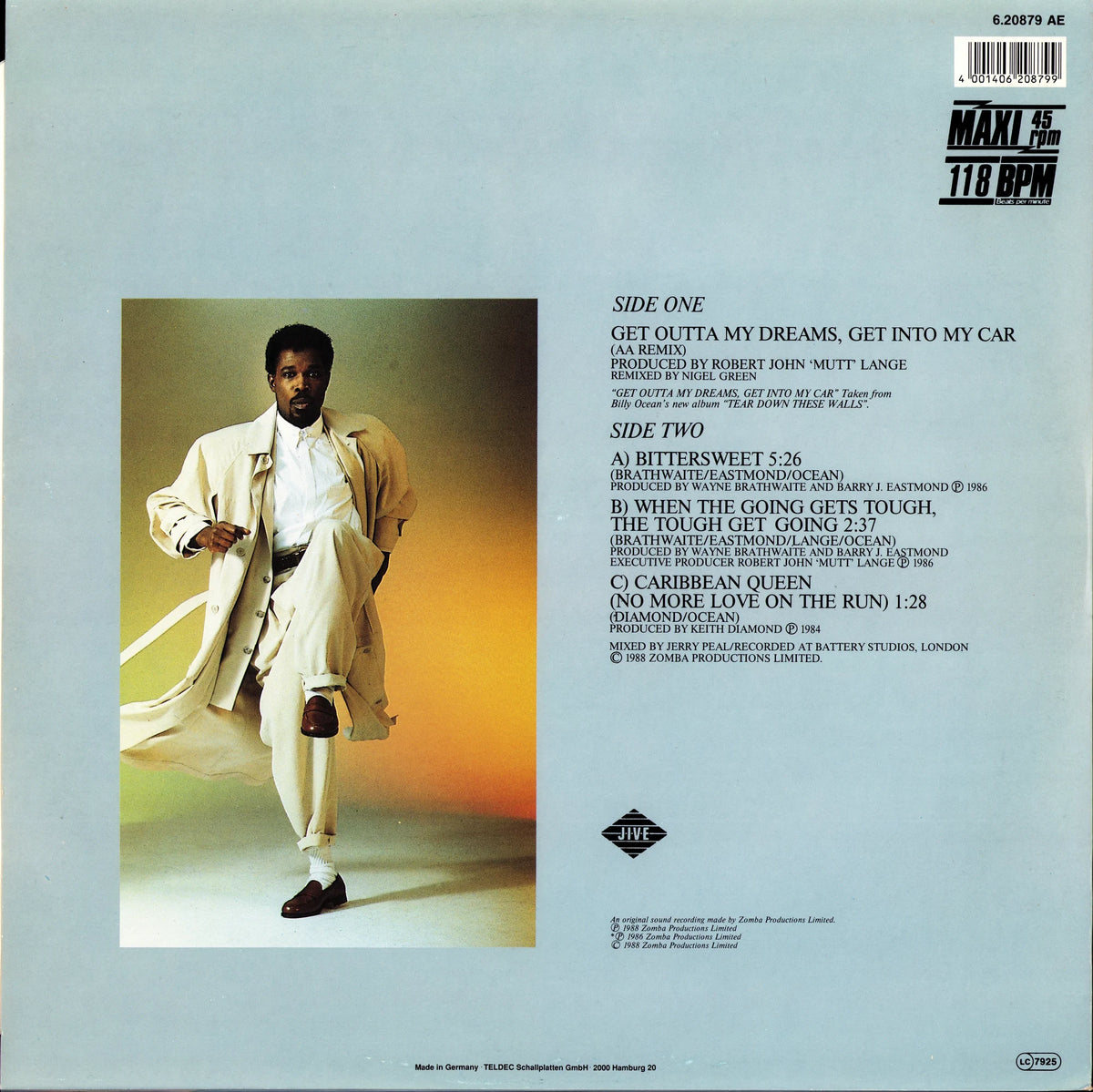 Billy Ocean - Get Outta My Dreams, Get Into My Car (New 12" Remix) (Vinyl 12" Maxi-Single | DE | 1988)