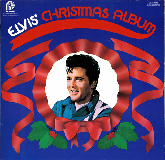 Elvis Presley – Elvis' Christmas Album Vinyl LP Frontcover mit Porträt und roten Weihnachtsbändern