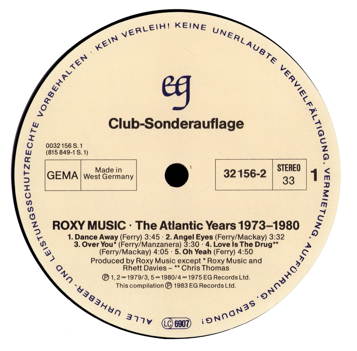 Roxy Music – The Atlantic Years 1973–1980 Vinyl LP | DE | 1983