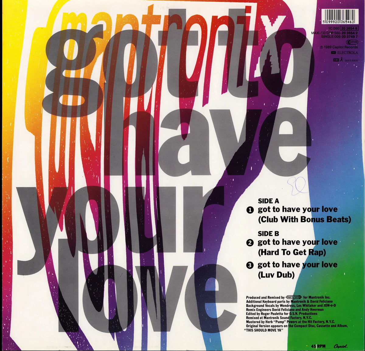 Mantronix Featuring Wondress – Got To Have Your Love (Vinyl 12″ | DE | 1989)