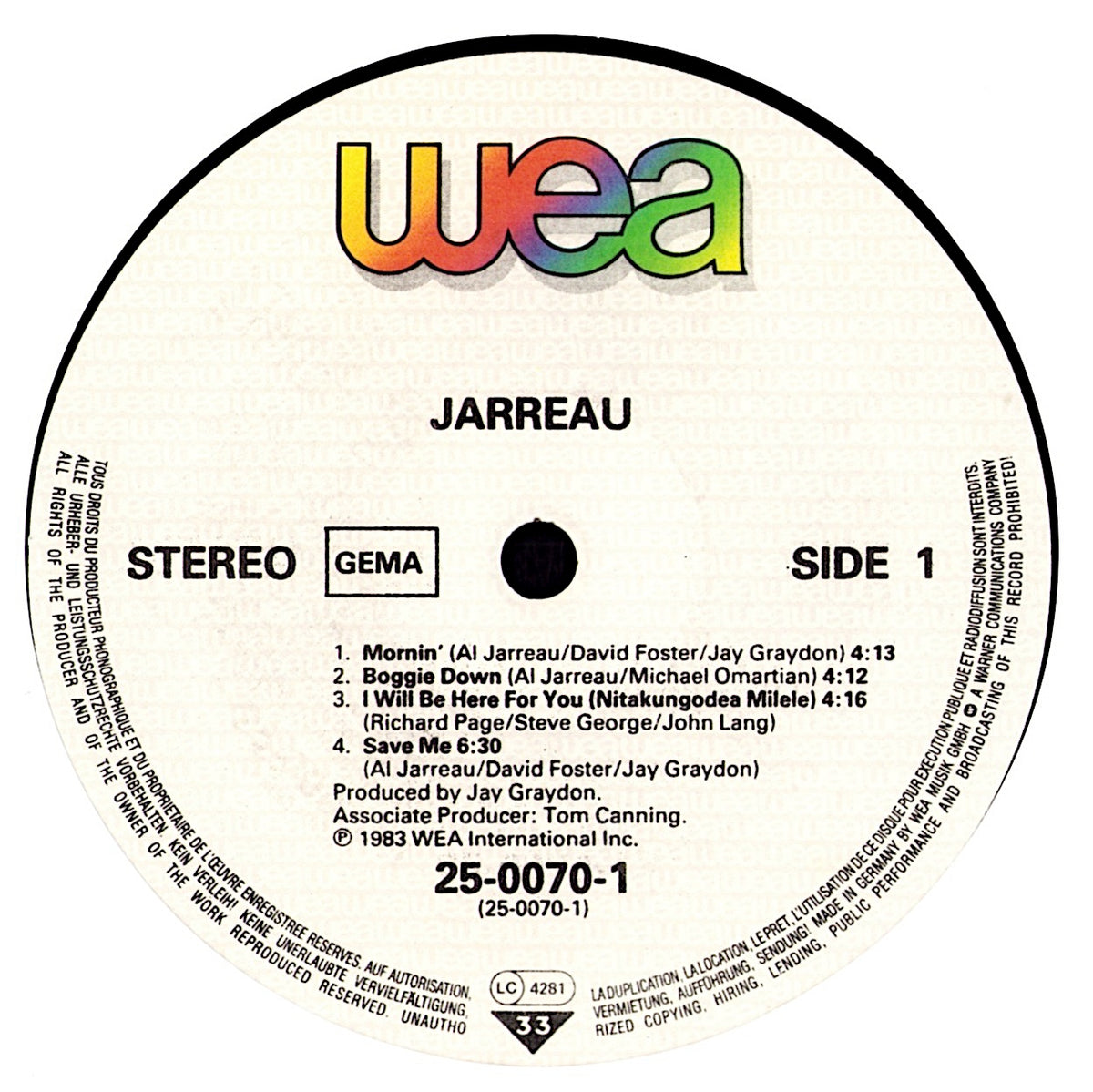 Al Jarreau – High Crime Vinyl LP | EU Original | 1984 Kopie Kopie