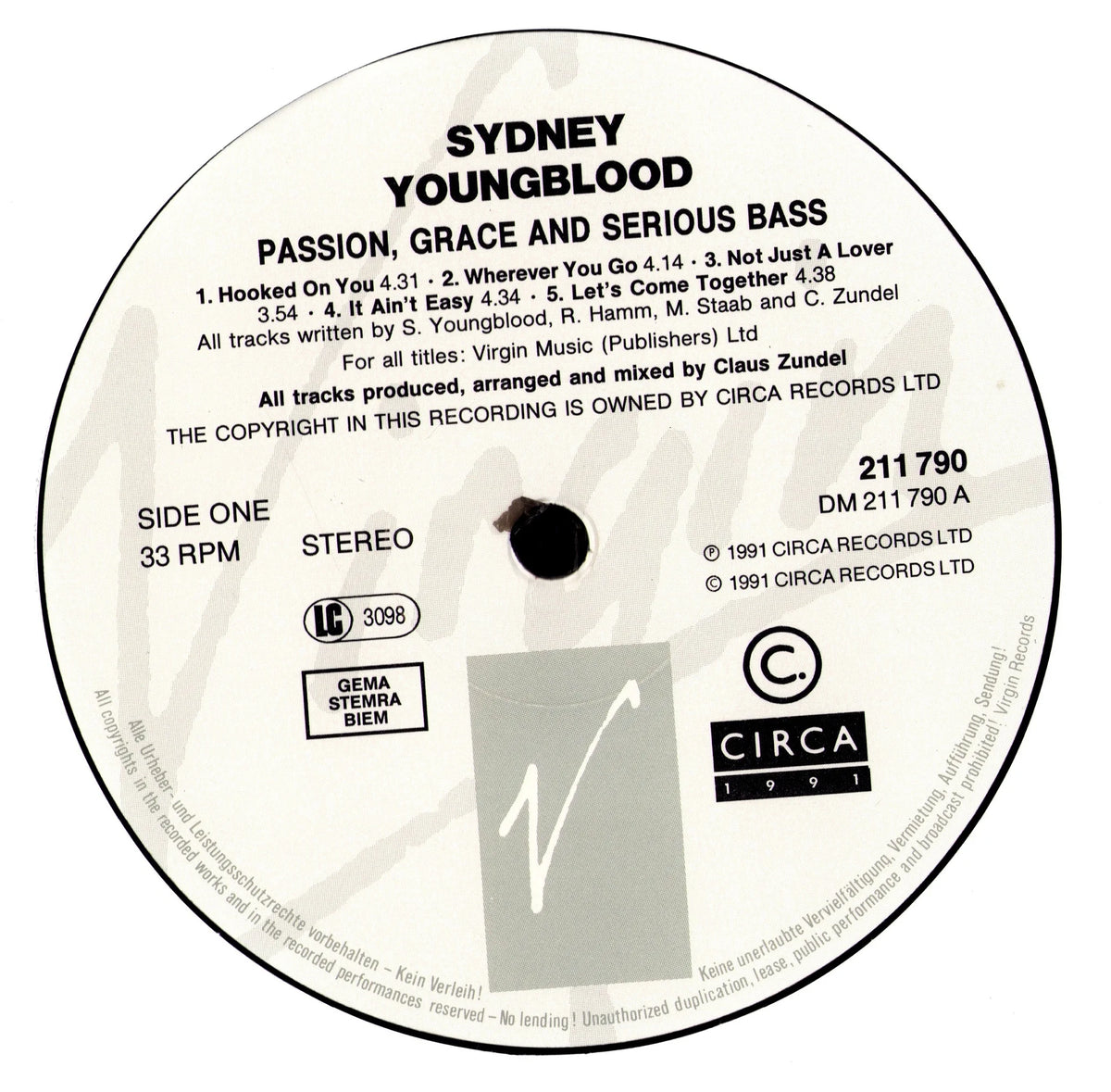 Sydney Youngblood – Passion, Grace And Serious Bass Vinyl LP | DE | 1991 – Bild 3