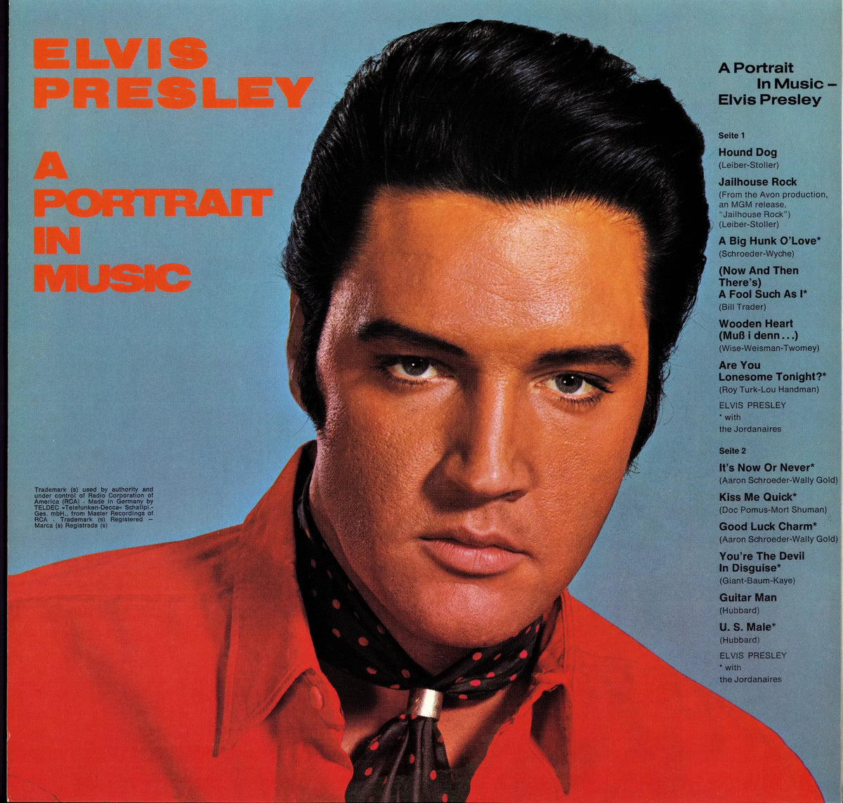 Elvis Presley – A Portrait In Music Vinyl LP Rückseite mit Elvis-Porträt und Tracklist