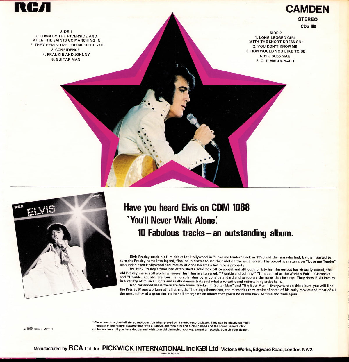 Elvis Presley – Elvis Sings Hits From His Movies Vinyl LP Rückseite