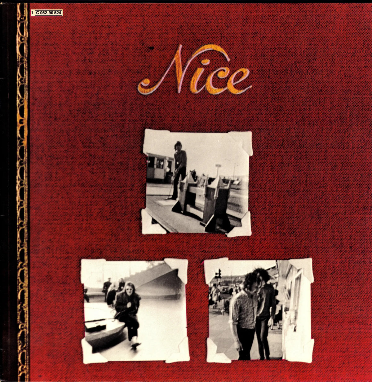 The Nice – Nice Vinyl LP Frontcover mit rotem Hintergrund und drei Bandfotos