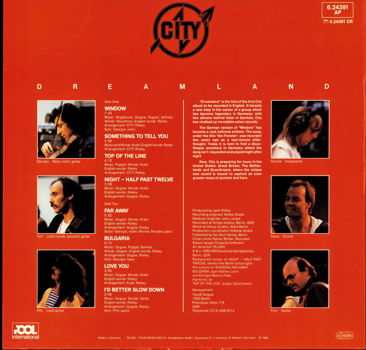 City - Dreamland Vinyl LP | German Pressing | 1980