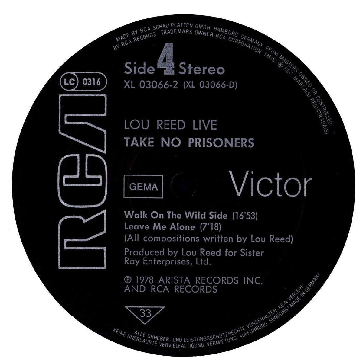 Lou Reed - Walk On The Wild Side - The Best Of Lou Reed Vinyl LP | DE Original | 1972 Kopie