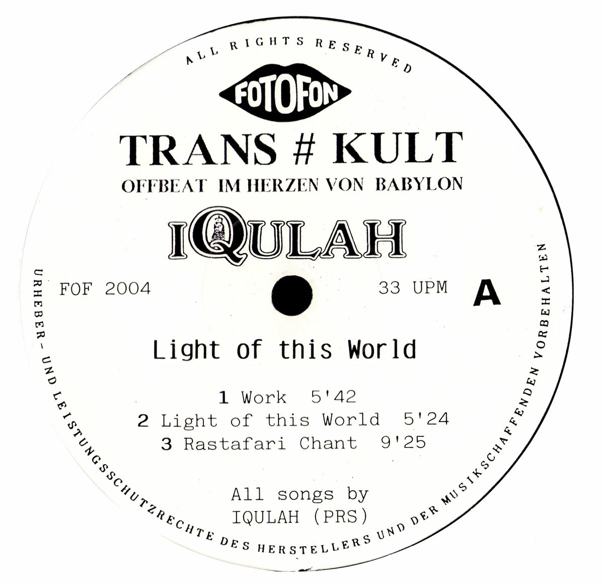 Iqulah - Light Of This World / Live In Switzerland (Vinyl LP | German Pressing | 1997)