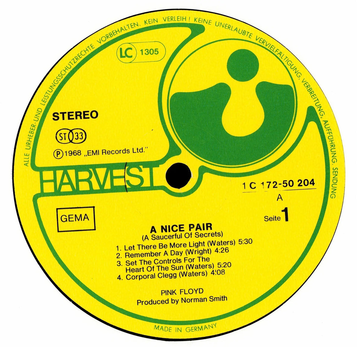 Pink Floyd – A Nice Pair Harvest-Label, A Saucerful Of Secrets, Seite 1