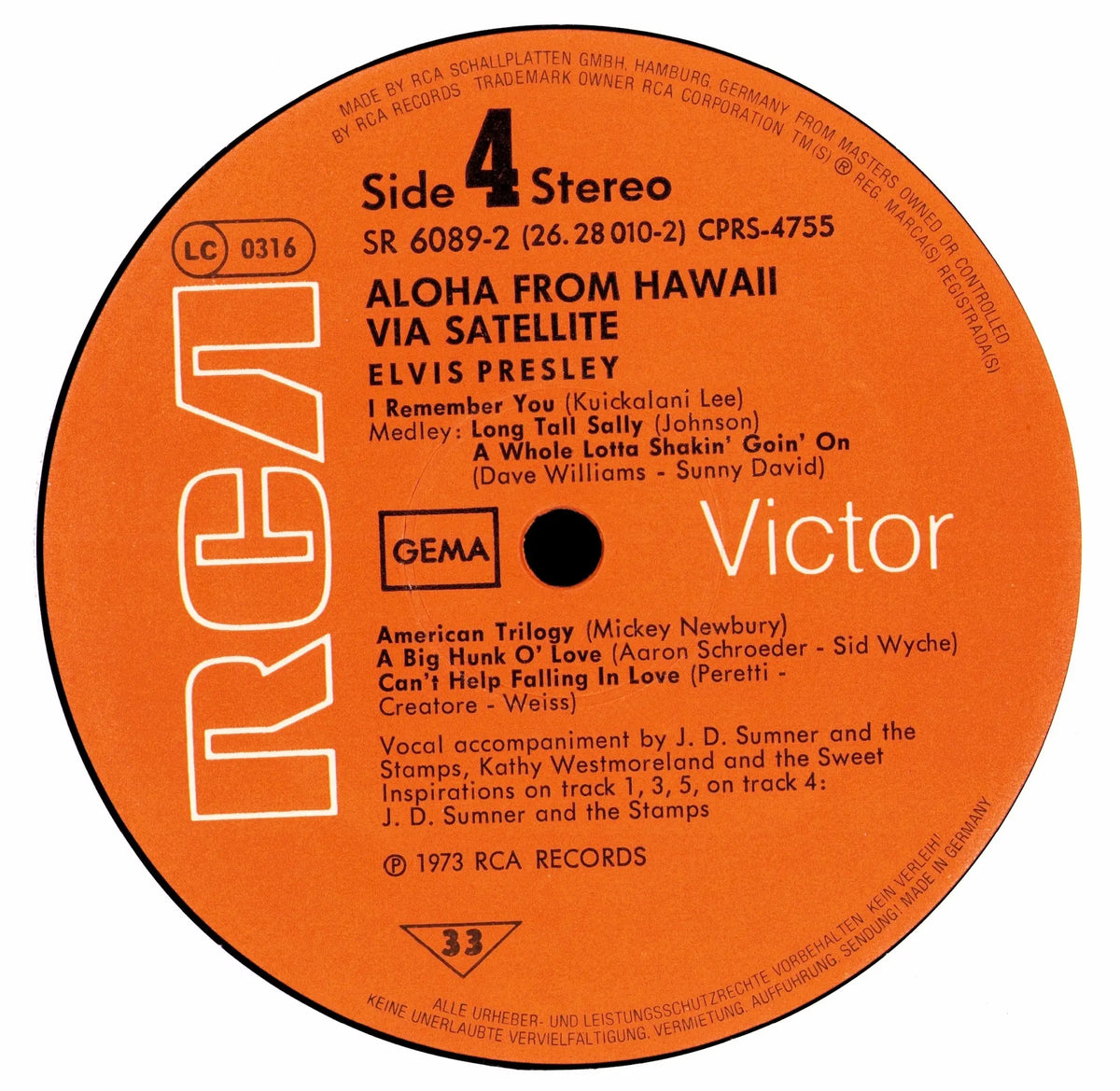 Elvis Presley – Aloha From Hawaii Via Satellite RCA Victor Label Seite 4