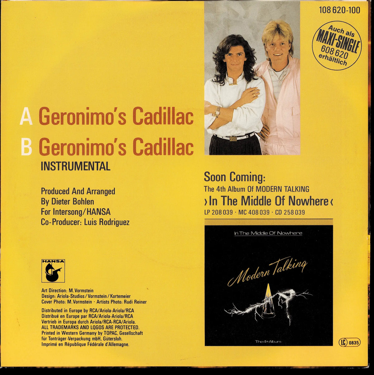 Modern Talking - Geronimo's Cadillac (7" Vinyl Single | 1985)