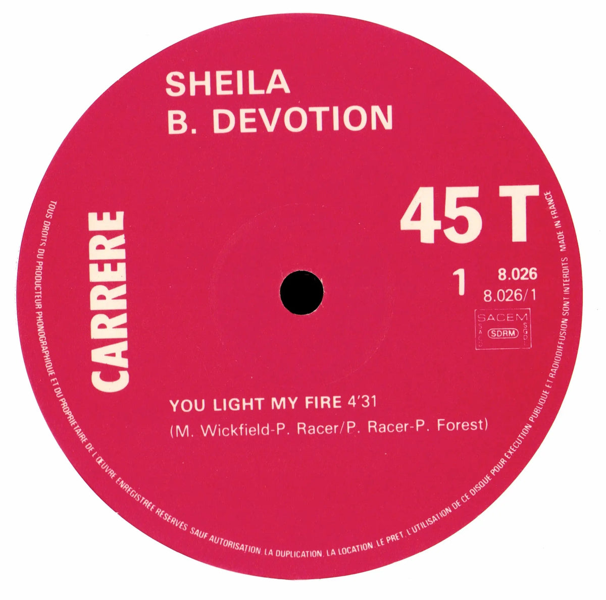 Sheila B. Devotion ‎– You Light My Fire (Vinyl 12" Maxi | FR Original | 1978)