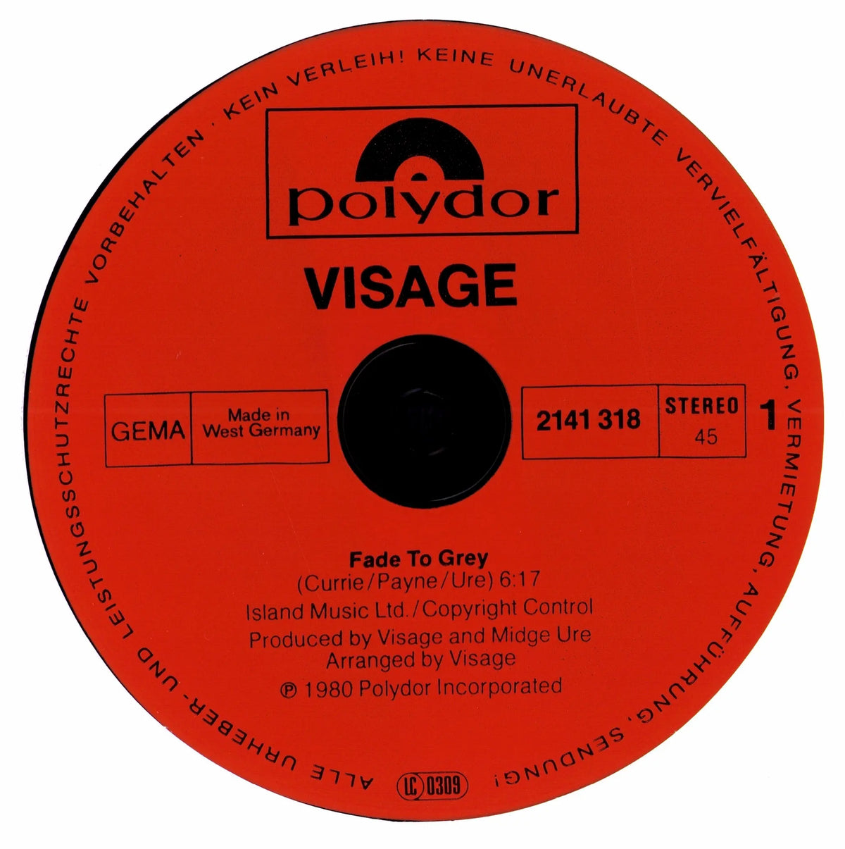 Visage – Fade To Grey (Vinyl 12″ Maxi-Single | DE | 1980)