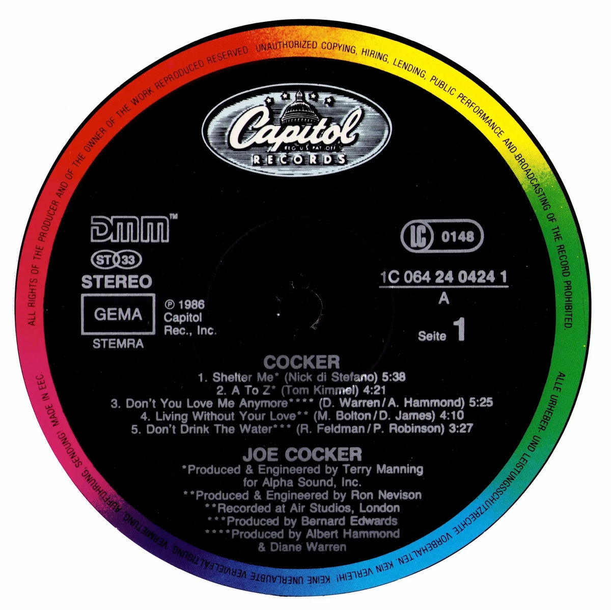Joe Cocker – Cocker (Vinyl LP | EU | 1986)