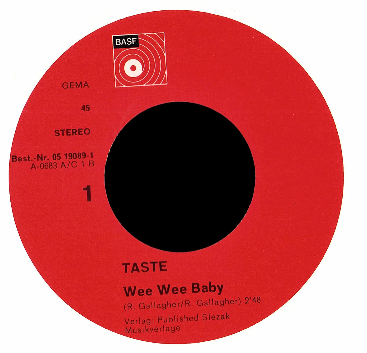 Taste - Wee Wee Baby / You've Got To Pay 7" Vinyl Single | 1972