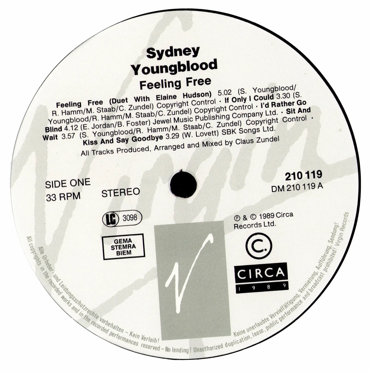 Sydney Youngblood – Feeling Free Vinyl LP | EU | 1989