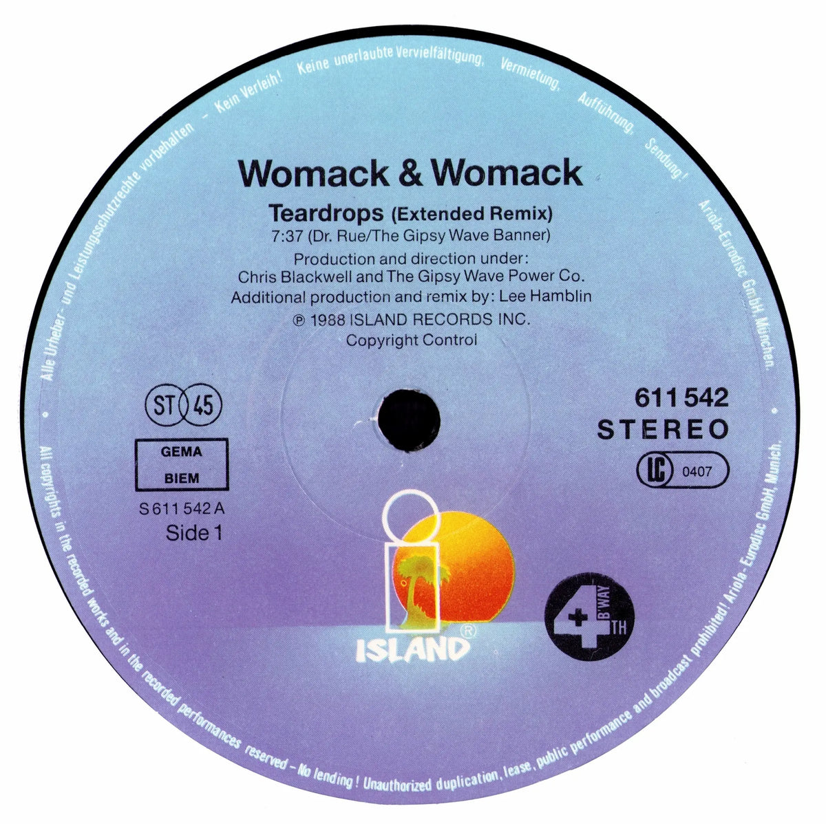 Womack & Womack - Teardrops Vinyl 12" Maxi-Single | EU Original | 1988