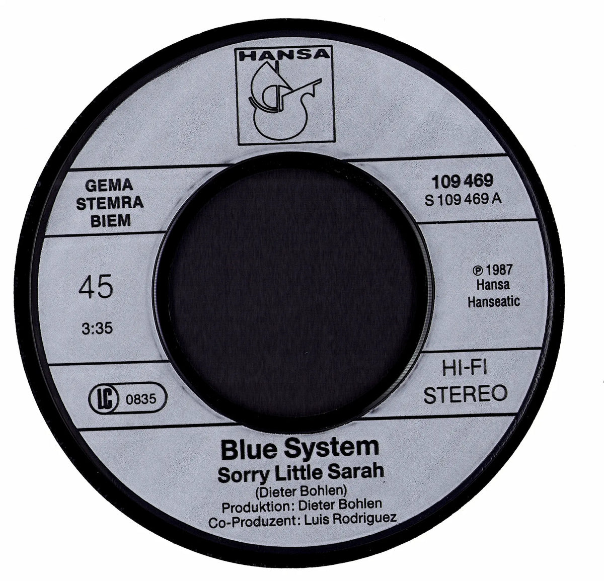 Blue System - Sorry Little Sarah (7" Vinyl Single | 1987)
