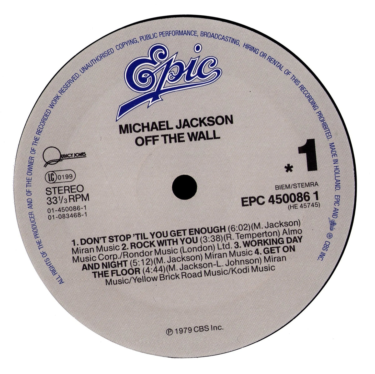 Michael Jackson – Off The Wall Vinyl LP | EU Reissue | 1986
